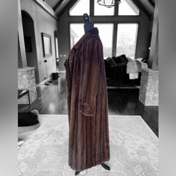 2XL + Mahogany Mink Fur Coat Real Fur Genuine Fur Unisex XXL Sable - Picture 7 of 15